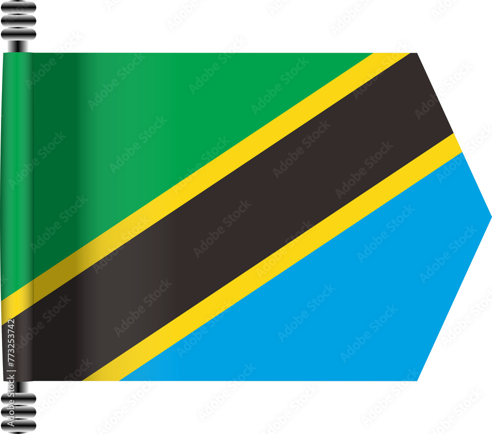 Fototapeta premium TANZANIA FLAG ROLLED EFFECT