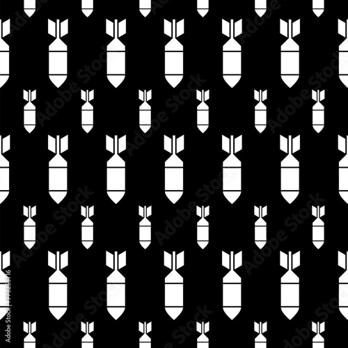Air bomb rocket icon isolated seamless pattern on black background