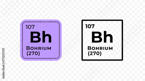 Bohrium, chemical element of the periodic table vector design