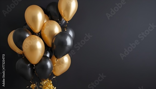 Wallpaper Mural Gold balloons bunch on a black wall background. Torontodigital.ca