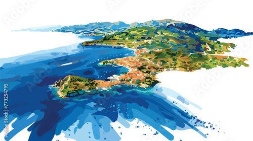 Elba Island Tuscany view from above. Aerial view of t