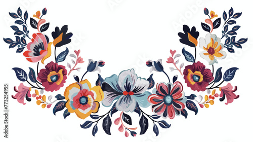 Embroidered neckline neck design with flowers artwork photo