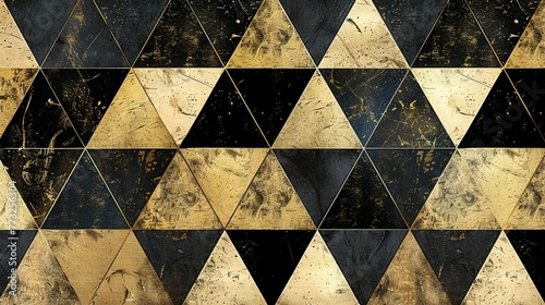 Glamorous Geometric Create a pattern featuring geometric shapes such as triangles, hexagons, or chevrons in alternating black and gold hues, adding a touch of glamour and modernity