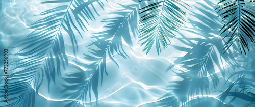 Ocean background with palm leaves shadows on water. High quality © fillmana