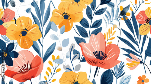 Flower Pattern Bright Abstract wallpaper vintage flat