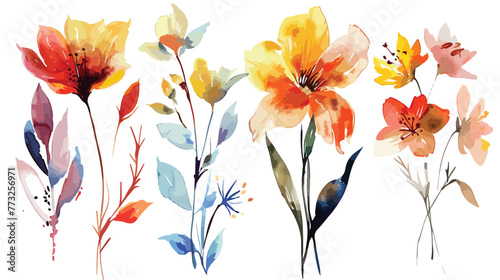 Flowers watercolor illustration.Manual composition.Bi