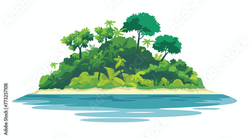 Foliage island isolated on white background. flat vector