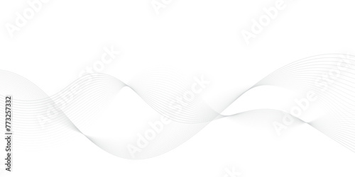 Gray and white abstract background with flowing particles. Digital future technology concept. Abstract white paper wave background and abstract gradient and white wave curve lines.