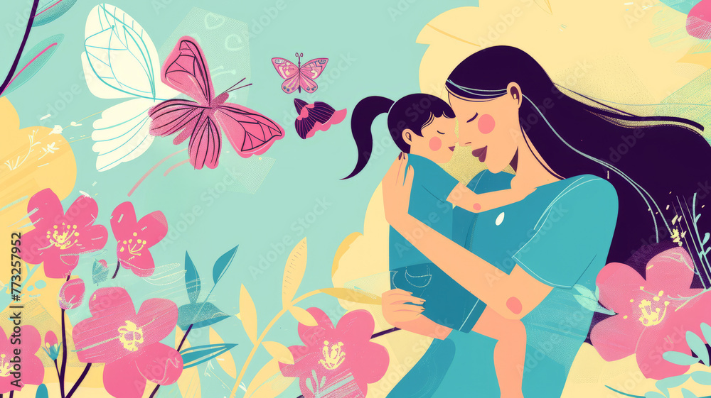 Mother's Day holiday card, vector,generative ai Mother's Day holiday card, vector,generative ai