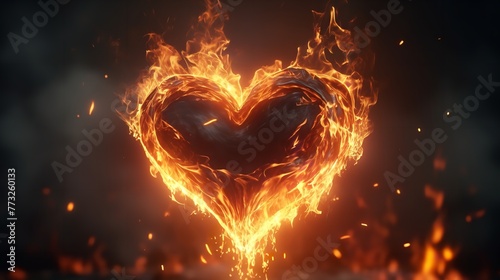 Flame Symbol of Love: Fire in the Heart - 4K Realistic © zahidcreat0r
