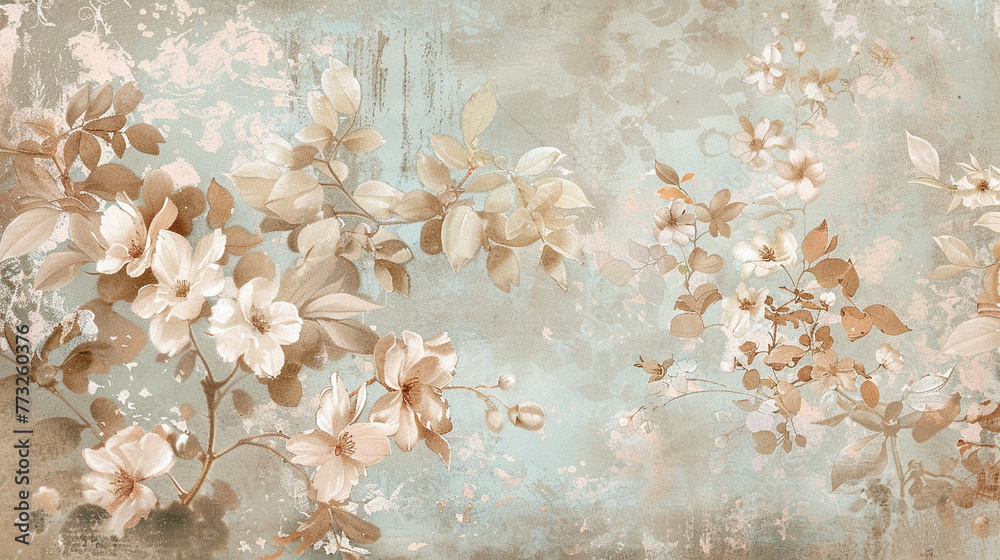A serene display of soft-toned florals, blending blossoms and leaves in nature-inspired designs, depicted in calming pastels. A serene display of soft-toned florals, blending blossoms and leaves in nature-inspired designs, depicted in calming pastels.