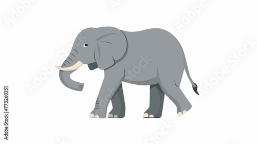 Gray elephant flat vector isolated on white background