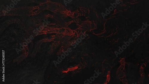Aerial view of the volano in Iceland, close-up of lava field photo