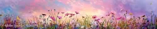 Field of Flowers With Sky Background