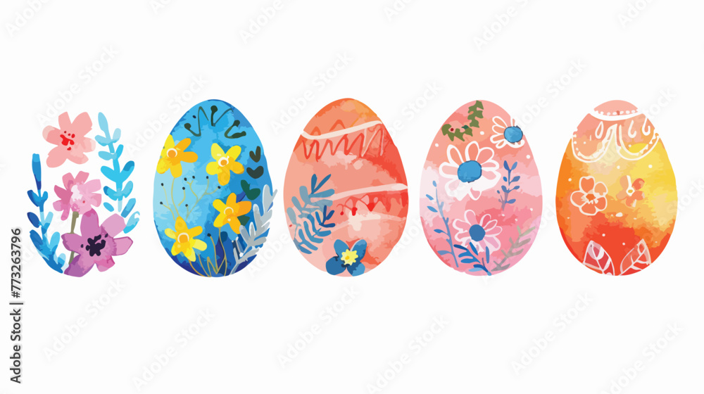 Hand drawn watercolor happy Easter egg silhouette wit - obrazy, fototapety, plakaty 