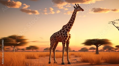 Giraffe 3D Cute Simple Background  8K Photorealistic Rendering