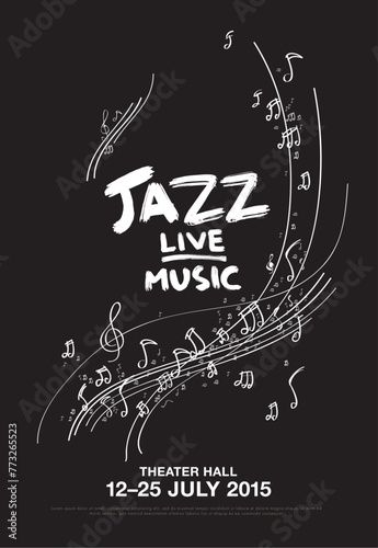 Jazz festival live music. Abstract poster. Vector graphic design