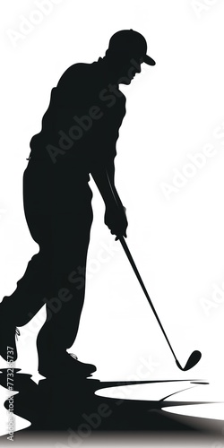 Golf Silhouette of Golfer Vector Clip Art Illustration on White Background