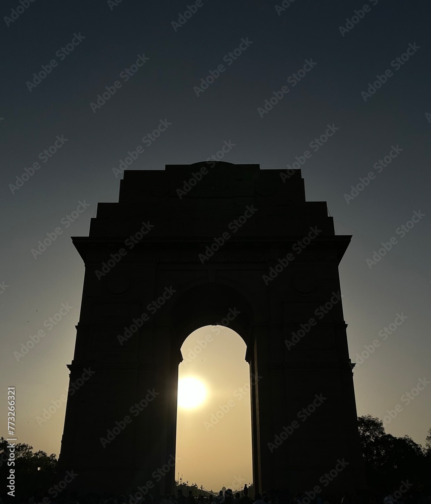view of india gate in summer in delhi india