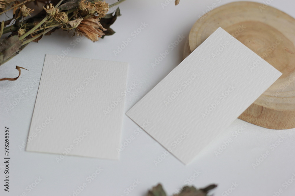note paper Blank paper for mockup business card decoration on a wooden background note paper Blank paper for mockup business card decoration on a wooden background