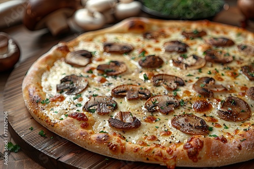 the best pizza for beginners, in the style of dark gray and beige, lively tableaus, wood. Generative AI photo