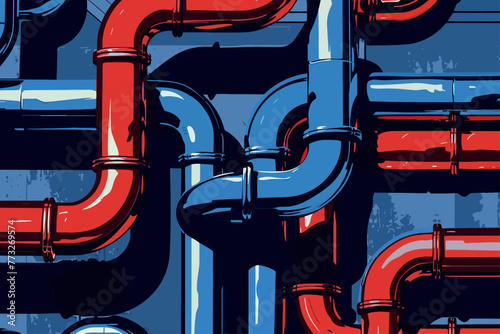 Water Pipes Plumping Illustration