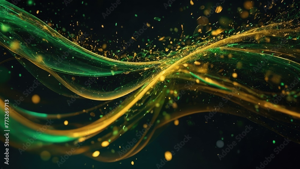 Green and gold wallpaper, golden and green wavy particles background, Glowing particles light background, website banner, green and gold particles wallpaper, Green and gold wallpaper, golden and green wavy particles background, Glowing particles light background, website banner, green and gold particles wallpaper,