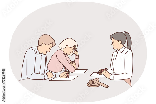 Family participates in divorce proceedings by visiting lawyers or judge who decides on children