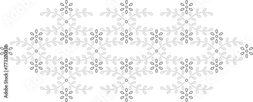 Lace fabric with white flowers on transparent background. Floral design element. Monochrome flowers border vector illustration. Vintage embroidery lace repeating ornament. Floral pattern for printing