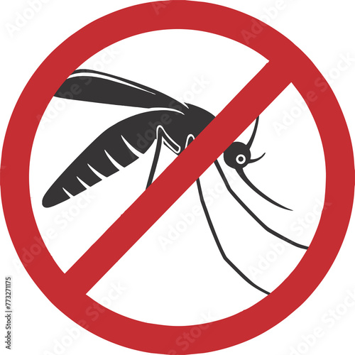 No mosquito sign , stop mosquito sign on transparent background for mosquito Repellent, anti malaria medicine. Protects Against Dengue and Malaria poster, banner or product packing. PNG file. photo