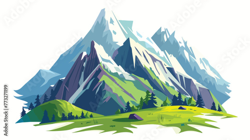 Image vector. Simple mountain landscape photo. Adding