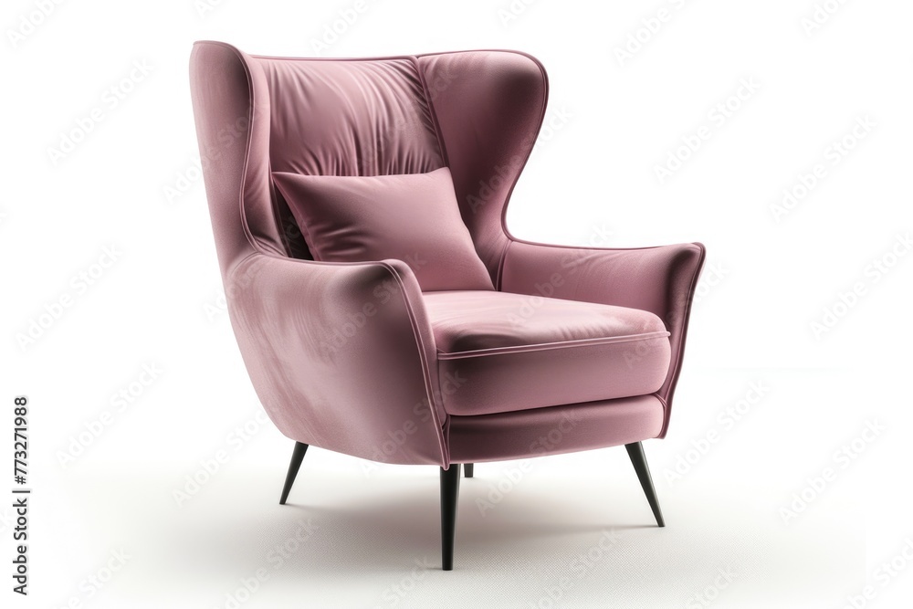 Contemporary Upholstered Velvet Accent Chair Isolated Contemporary Upholstered Velvet Accent Chair Isolated
