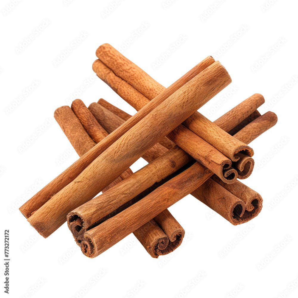 Cinnamon sticks isolated on transparent background