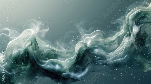 Abstract green background with waves, abstract white background with white light and smoky background © tydeline