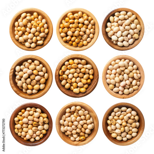 Collection of soya beans isolated on transparent background