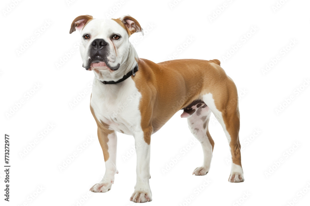American bulldog standing isolated on transparent background