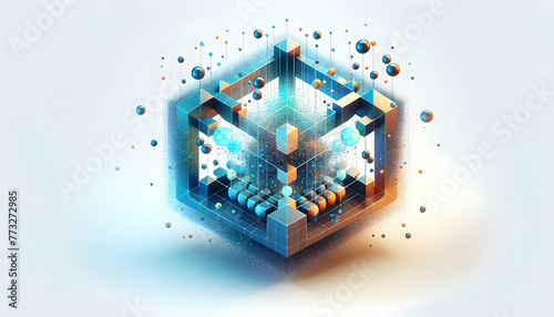 3d flat icon as Data Dynamics A dynamic digital grid representing the fluidity of data in business. in business innovation abstract theme with isolated white background ,Full depth of field, high qual photo