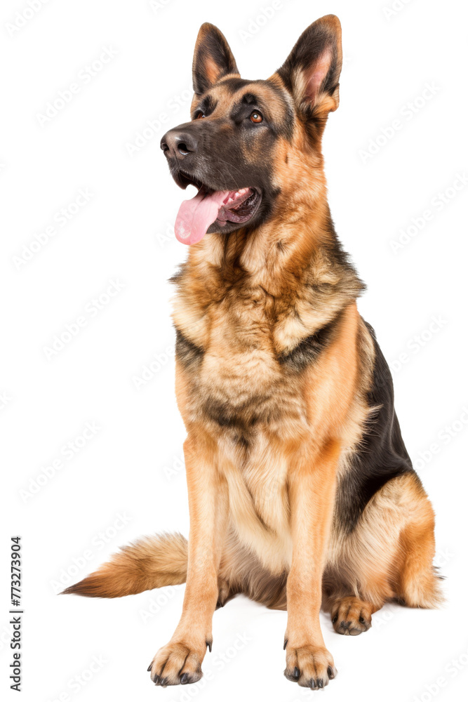 German shepherd dog sitting isolated on transparent background