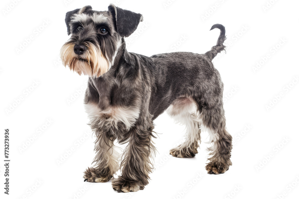 Miniature schnauzer dog standing isolated on transparent background