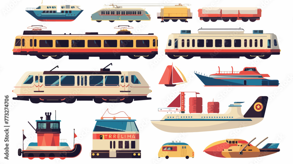 TYPES OF TRANSPORT. flat vector isolated on white background