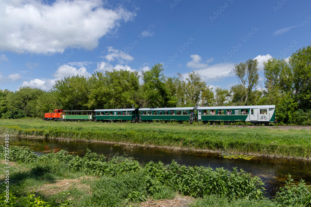 Narrow gauge railway from Balatonfenyves to Csisztafurdo near Balaton, Somogy region, Hungary Narrow gauge railway from Balatonfenyves to Csisztafurdo near Balaton, Somogy region, Hungary