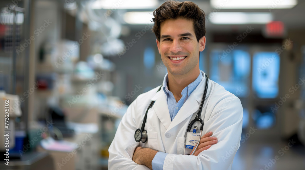 A confident healthcare professional in a lab coat with a stethoscope. A confident healthcare professional in a lab coat with a stethoscope.