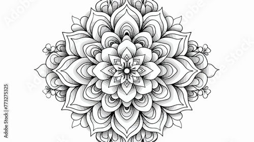Vector abstract floral ethnic outline hand drawn mand photo