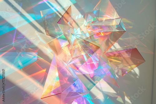 Pastel-colored holographic shapes in 3D, creating a light-filled spectacle that blurs the lines between art and technology. © arhendrix
