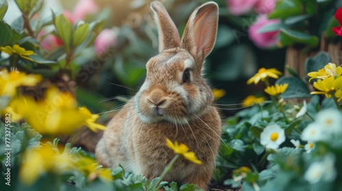 Life in the meadow of the Easter Bunny  Easter concept