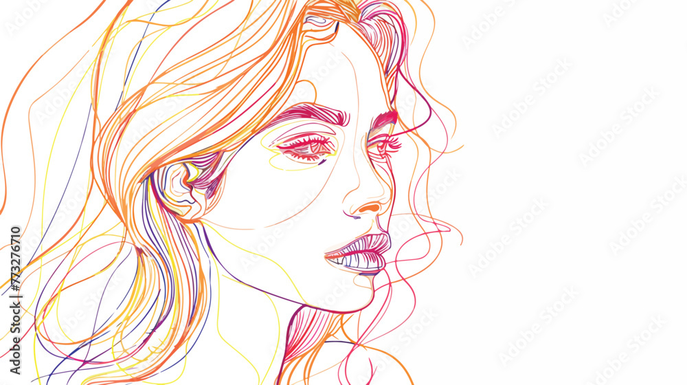 Vector illustration of a beautiful girl made in one l