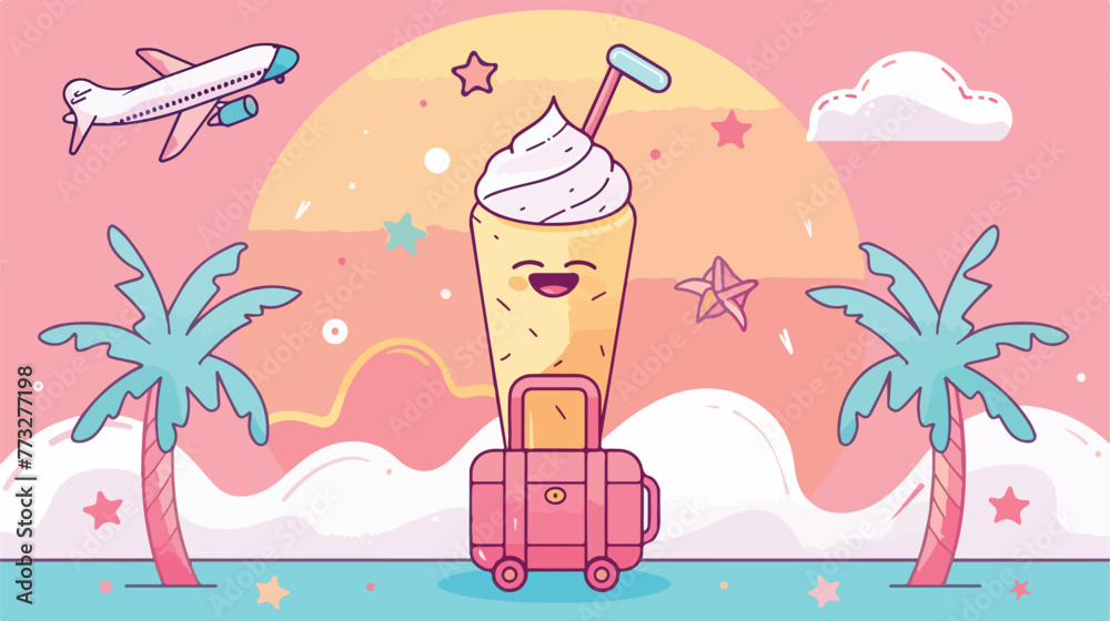 Vector illustration of color smile ice cream with sui