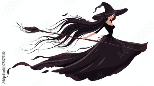 Vector illustration of Beautiful witch in black dress