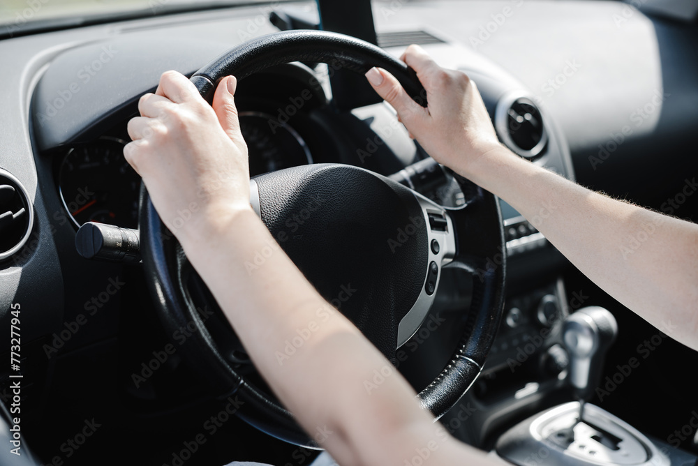 Naklejka premium young woman in car