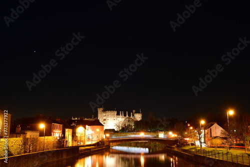 Night view to Kilkenny Castle and River Nore 